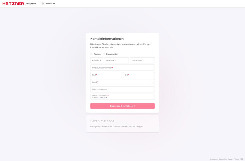 Hetzner Hosting einrichten Schritt 4