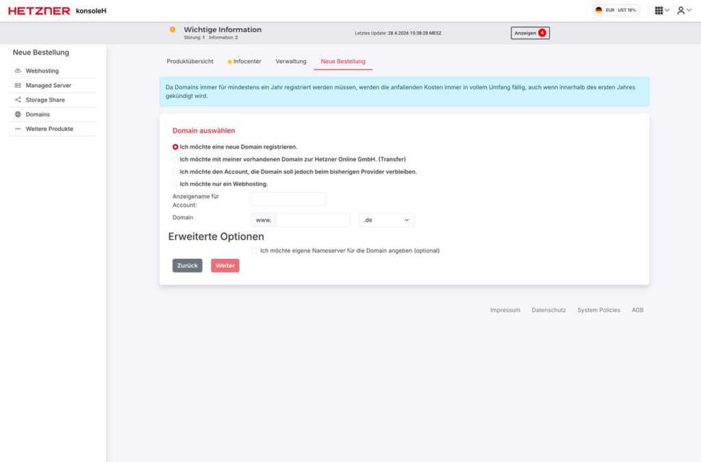 Hetzner Hosting einrichten Schritt 9.1