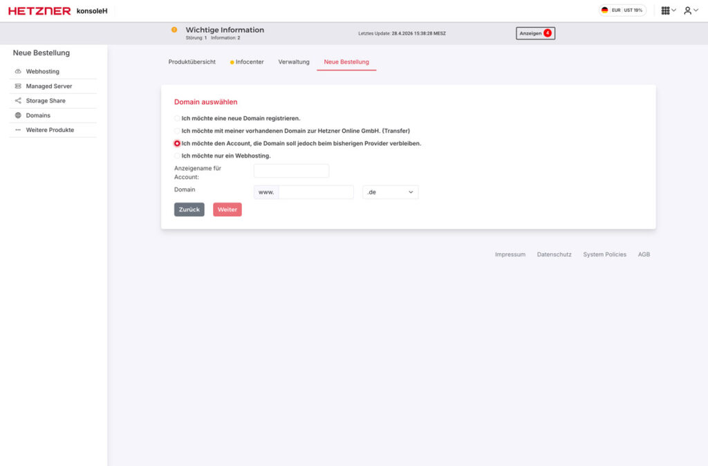 Hetzner Hosting einrichten Schritt 9.3